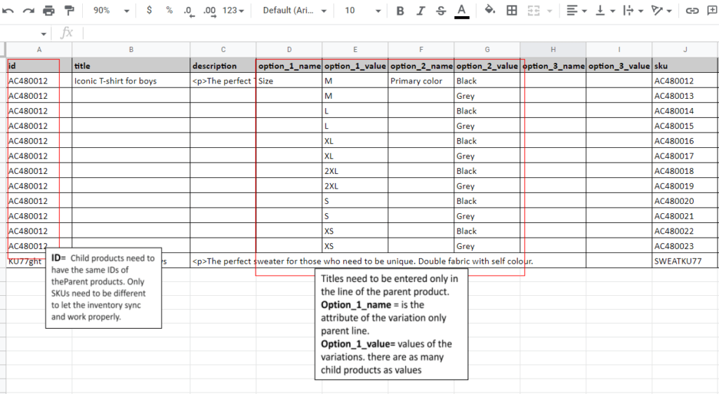 Import via CSV file